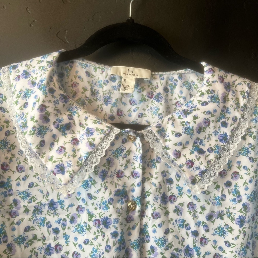 H by Halston Halston Whimsical Floral Button Front Cottagecore Blouse Size:XL - Picture 7 of 13